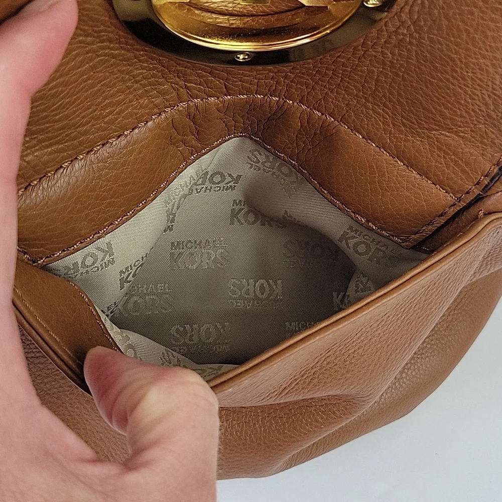 Michael Kors Fulton Pebbled Leather Hobo Bag Brown